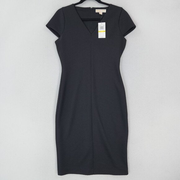 Michael Kors Dresses & Skirts - Michael Kors Dress Womens Medium Black Sheath Ribbed Knit Classic Career NEW